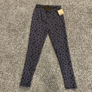Just Cozy Leggings Women’s M/L Gray Black Dog Paw Print Faux Fur Lined Warm NWT